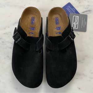 NWT Birkenstock BOSTON, Black Suede, Women Size 36 EU (5-5.5 US) Narrow Width